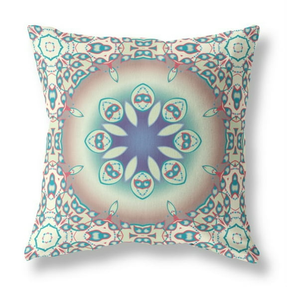 Amrita Sen Jewel Circle Broadcloth Indoor Outdoor Pillow, Zippered, BeigeBlue