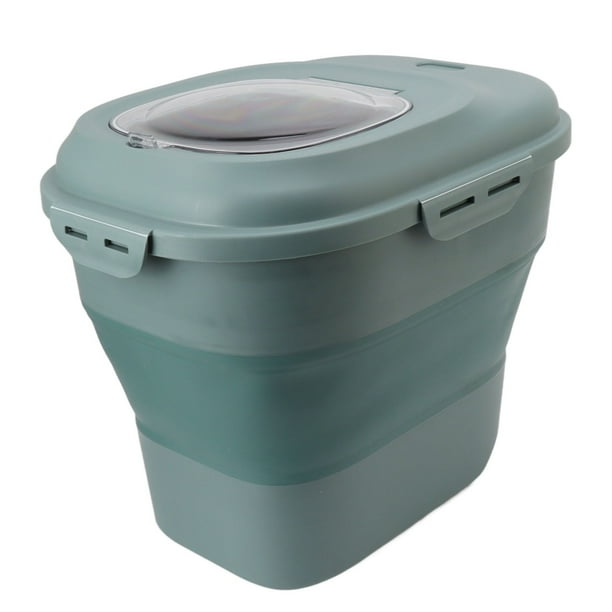 Recipiente De Almacenamiento De Alimentos De Arroz De Gran Plegable Con Taza De Medición Rueda Rodante Bin Sellable Container
