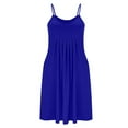 thumbnail image 6 of Womens Summer Sundress Ruffle Fashion Solid Color Large Round Neck Sleeveless Dress With Strap And Round Neck Dress Blue (Size:L-5XL), 6 of 6