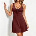 thumbnail image 4 of Bxsruta Womens Tank Dress Casual Summer Sundress Tie Front Flared Mini Dress, 4 of 8