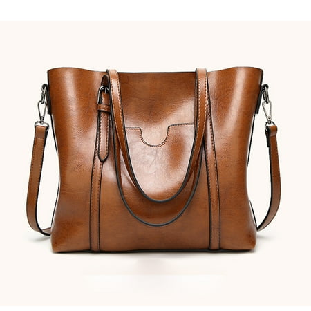 - Fashion Women Crossbody Bag Shoulder Bag Tote Bucket Bag Messenger Bag Brown
