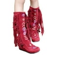 thumbnail image 2 of Knee High Boots for Women, Embroidered Fringe Faux Suede Booties Cowboy Winter Comfortable Warm Vintage Flat Heel Cowgirl Western Long Snow Tassel Boots, 2 of 5