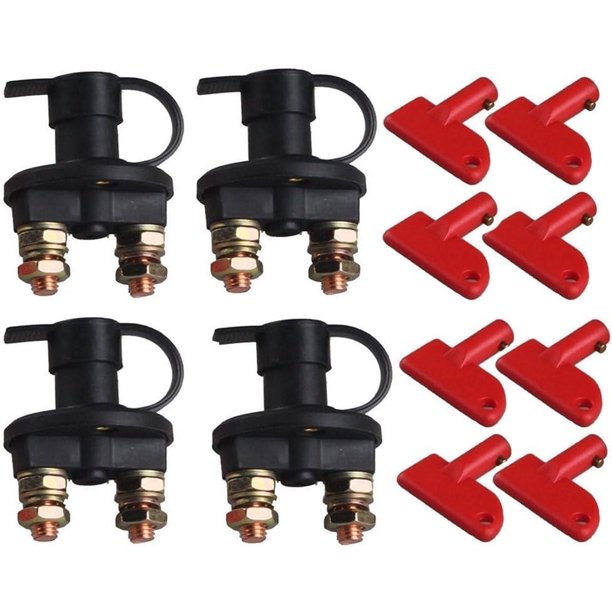 Paquete de 4 desconectores de batería de automóvil de 12 V/24 V, interruptor de corte de energía, interruptor de apagado de emergencia