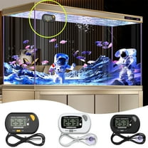 Aquarium Thermometer with LCD Display | Probe Sensor | Water-Resistant Reptile Turtle Tank Temperature Monitor | Suction Cup Mount | -50℃~70℃ Range | 5.8x3.7cm | Black/White/Orange