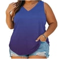 thumbnail image 2 of Antinious Ladies V-Neck Sleeveless Gradient Print Plus Size Casual Daily Tank Tops, 2 of 5