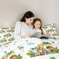 thumbnail image 4 of Homewish Cute Zoo Animal 7-Piece Twin Bedding Sets,Green Monstera Leaf Coconut Tree Bedding Comforter Set,White Green Brown Sheet Sets For Girsl Boys,Super Cozy Room Decor Reversible, 4 of 8