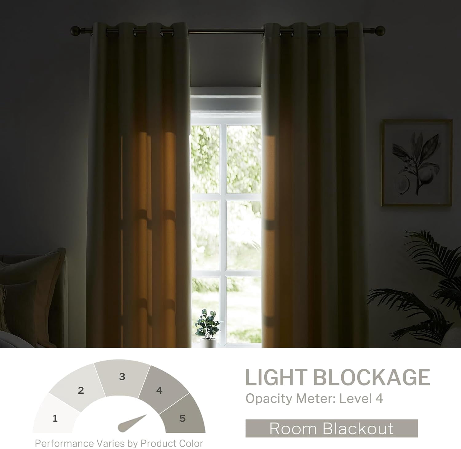 Blackout Curtains for Bedroom Cotton Cream Curtains 96 inch Length 2 Panels Set Grommet Window Curtains for Living Room Thermal Insulated Privacy Blackout Drapes (Beige, 52 x 96 Inch)