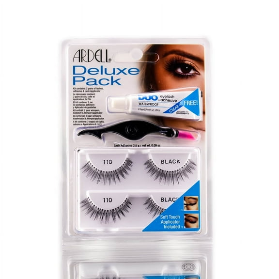 Ardell Deluxe Pack- 110- Black Lashes #65222 - Pack of 1 with Sleek Comb
