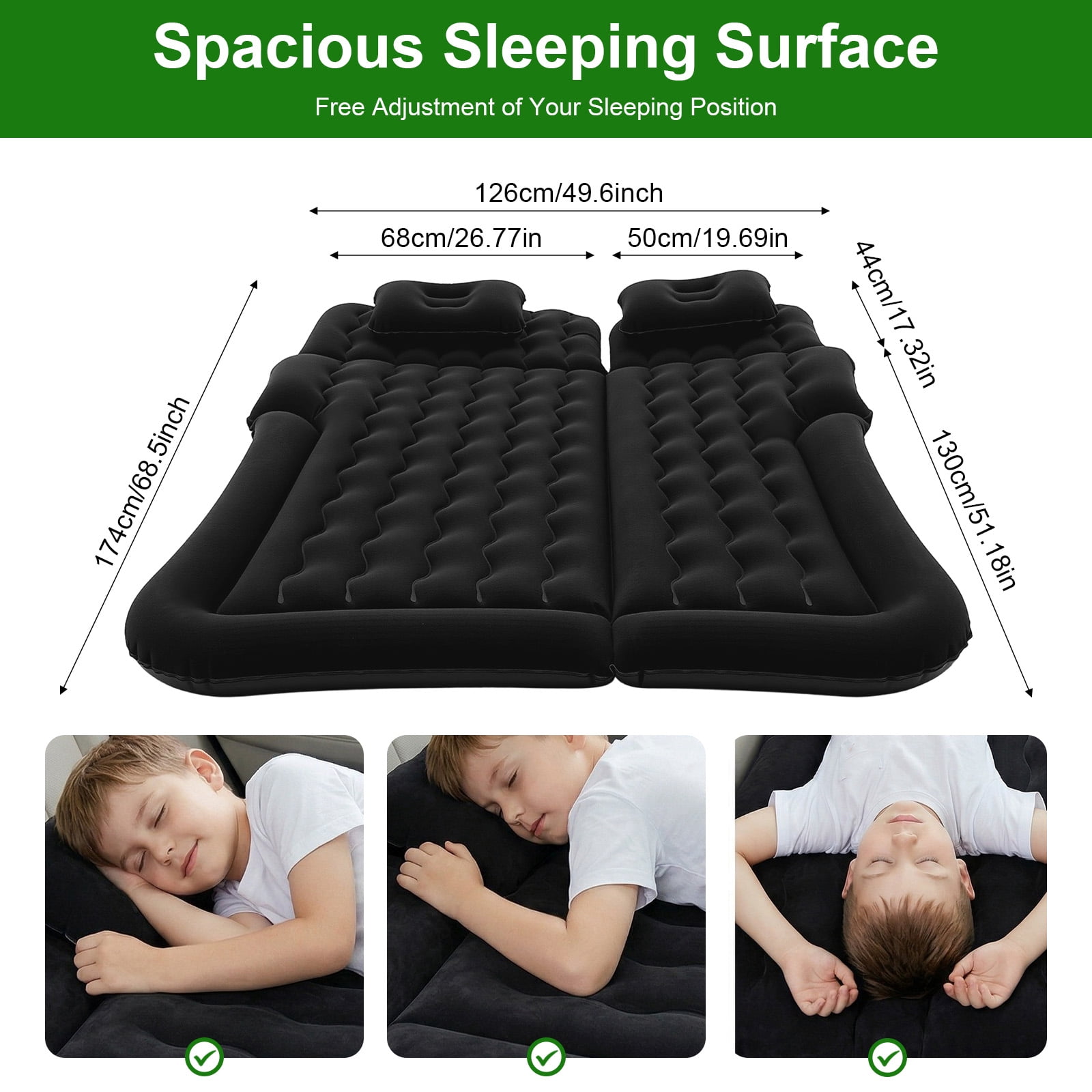 Miumaeov Inflatable Air Mattress Portable Camping Travel Sleeping Airbed with Electric Air Pump or SUV/Truck/Van