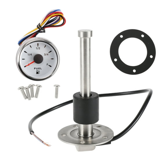 Unique Bargains Fuel Sending Unit and Gauge Kit 5.12" Length Boat Fuel Sending Unit Marine Fuel Sender Unit Metal Silver Tone White 1 Set 240-33 Ohm