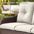 thumbnail image 3 of PARKWELL Outdoor 3 Seats Sofa - Rattan Wicker Patio Couch with Cushions - Steel Frame - Brown Wicker, Beige Cushions, 3 of 9