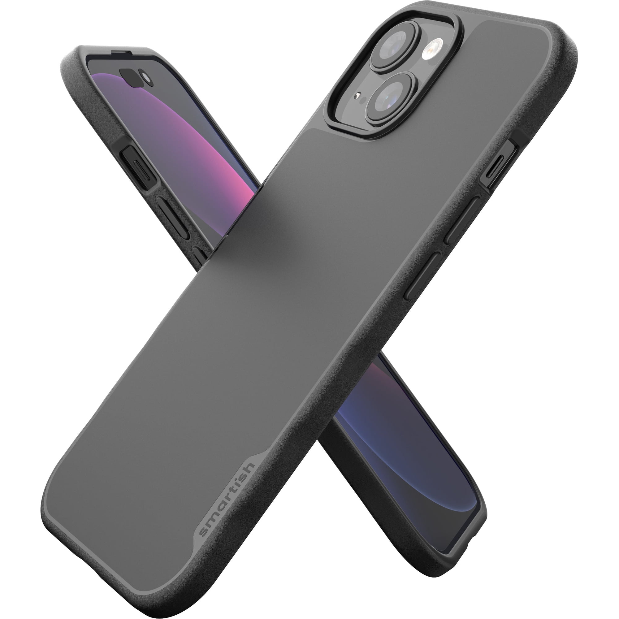 Smartish iPhone 15 Slim Case - Gripmunk Compatible with MagSafe [Lightweight + Protective] Thin Grip Cover with Microfiber Lining - Black Tie Affair