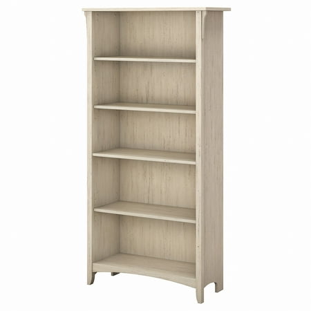 Bush Furniture Salinas Tall 5 Shelf Bookcase Antique White