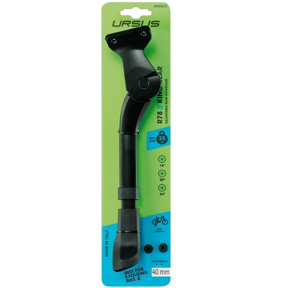 Ursus King Mini Rear 40mm Kickstand, Black, 16" / 20" / 24"