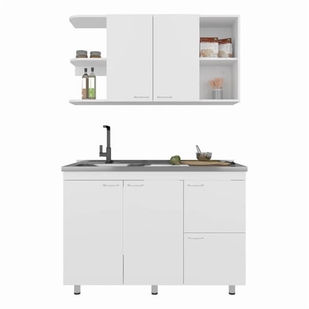 Byron Kitchen Cabinet Set 6 Doors 9 Shelves White Engineered Wood