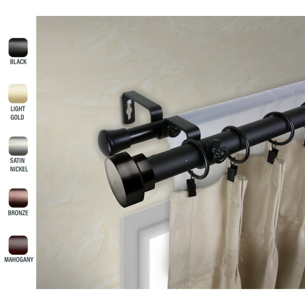 Mat 1 Dia Double Curtain Rod 28 48 Inches Black Walmart Com Walmart Com