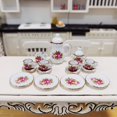 thumbnail image 1 of Juego de Mini tazas de té de simulación para niños, casa de muñecas en miniatura, cerámica, patrón de flores, vajilla, juguetes para niños, regalo de cumpleaños, 15 piezas, 1 of 4