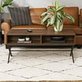 thumbnail image 2 of Walker Edison Table Basse Moderne X Jambe avec Rangement Ouvert, Noyer Foncé, 2 of 5