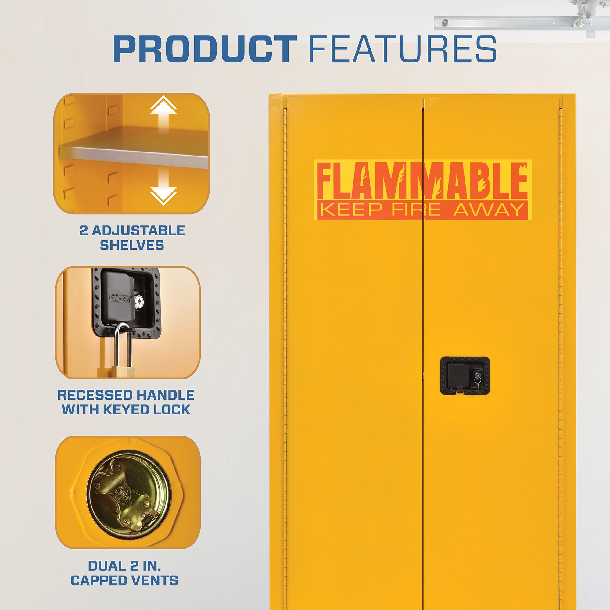 Sandusky 60-Gal. Steel 2-Door Freestanding Flammable Safety Cabinet, Yellow