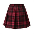 thumbnail image 4 of Baqcunre Rompers For Women Women Pleat Skirt Preppy Style Plaid Mini Skirts School Uniforms Jumpsuits For Women Women'S Pants Red M, 4 of 8