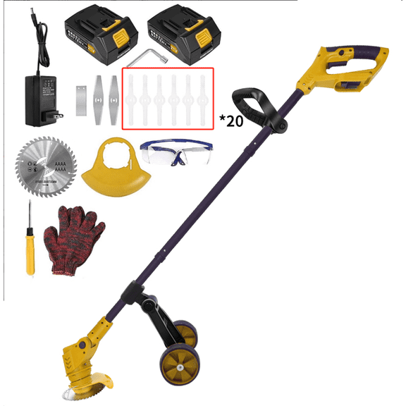 Lemolifys 6-inch Weed Eaters with Wheels & 3 Blades, 21V Battery String Trimmer for Lawn Yard Garden, W1-3
