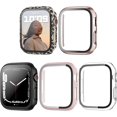 thumbnail image 1 of 5 Pack Compatible for Apple Watch Series 8 7 45mm Tempered Glass Screen Protector Case, All Round Full Protective PC Cover Bumper for Apple Watch 7 Accesories Women, 1 of 5