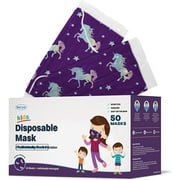 WeCare Small Face Masks For KIDS - Box of 50, 3-Ply, Individually-Wrapped - Unicorn