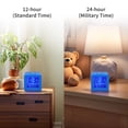 thumbnail image 4 of REGALWOVEN Digital Alarm Clock LED Colorful Light, Ascending Sound, Snooze Function for Bedroom/Dorm Purple 3.1"L x 2.6"W x 3.1"H, 4 of 6