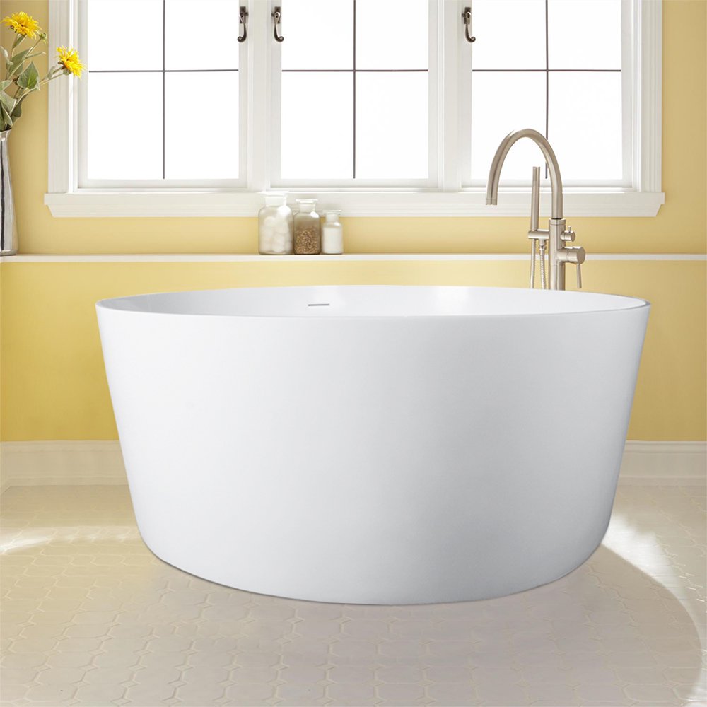 Vanity Art 55 x 55 Inches Freestanding Solid Surface Bathtub Soaking