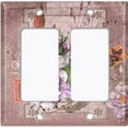 thumbnail image 6 of Metal Light Switch Plate Cover Floral Nature Postcard Newspaper Damask Purple FLW096, 6 of 13