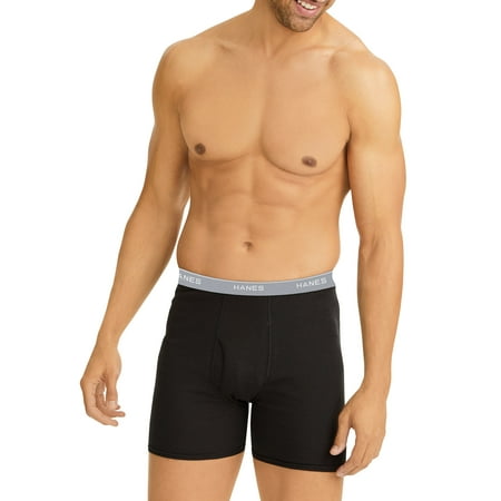 Hanes Mens Value Pack Black/Grey Boxer Briefs, 6 Pack