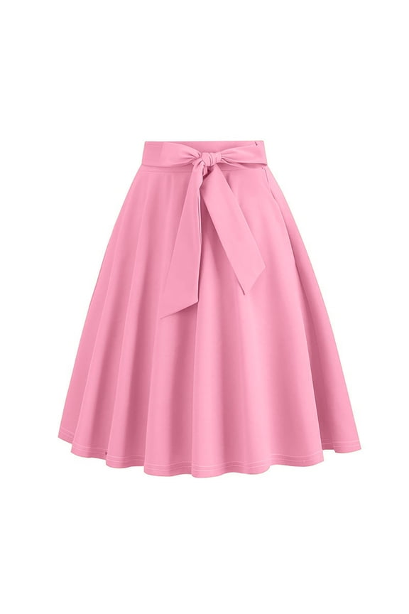 Women's High Waist A-Line Midi Skirt Skater Flared Vintage Cocktails Skirts Goth Skirt S