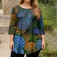 thumbnail image 5 of TQWQT Women's Plus Size Floral 3/4 Sleeve Tunic Top Soft Stretchy Blouse Casual Loose Fit for Leggings Jeans Daily Wear 2XL, 5 of 5
