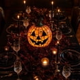 thumbnail image 5 of Vintage Halloween Pumpkin Lamp Decor, Classic Jack-o-Lantern Stained Glass Pumpkin Lamp, Soft Warm LED Ornament Light for Indoor Mantel Autumn Home Decor M B-1PC, 5 of 8
