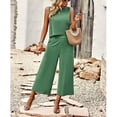 thumbnail image 3 of Women's Cotton and Linen blend 2-Piece Set: Sleeveless Crop Top & Wide Leg Pants  Summer Outfit Size Up for Relaxed Fit S-XL, 3 of 8