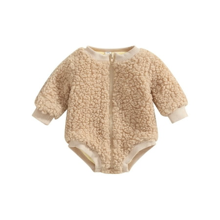 

Newborn Baby Boys Girls Thermal Rompers Long Sleeve Patchwork Jumpsuit Infant Casual Thicken One Piece Bodysuit