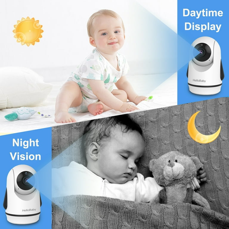  HelloBaby Baby Monitor with 2 Cameras - 3.2'' IPS Screen Baby  Camera Monitor No WiFi, Remote Pan-Tilt-Zoom, Infrared Night Vision, 1000ft  Wireless Connection : Baby