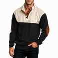 thumbnail image 3 of IAJDKMEK Men's Plus Size Corduroy Sweatshirt - Stand Collar Color Block Button Front Long Sleeve, Casual Athletic Sweatshirts for Men Warm Layering,Black L, 3 of 7