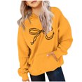 thumbnail image 2 of Cowsor Cute Hoodie for Teen Girls Trendy Bow Print Preppy Hooded Sweatshirts Kids Pullover Long Sleeve School Outfits, 2 of 7