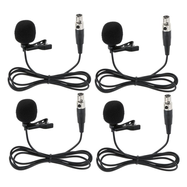 Conjunto de 4 Micrófonos de Solapa Hugo XLR de 4 Piezas para Teléfono Inteligente Videocámara PC