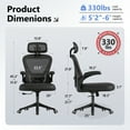 thumbnail image 3 of HomeZeer Desk Chairs with Wheels, Mesh Office Chair with Lumbar Support, Ergonomic High Back Office Chair with Adjustable Headrest, Task Chair Flip-up Arms, Executive Office Chair Home Office, Black, 3 of 12