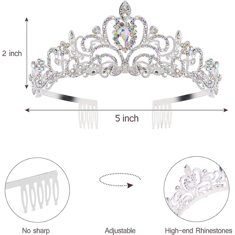 Silver Tiara 5 inches high Amazon.com: SWEETV Silver Tiara Crown for Women,Princess  main image 3