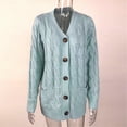 thumbnail image 4 of VISALY Long Cardigans Button Down Cardigans Womens Patchwork Cardigan Long Sleeve Open Front Knit Sweaters Coat Pockets Crochet Cardigan Baggy Cardigan Light Blue Xl, 4 of 7