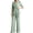 Green, variant on Womens Suit 2 Piece Set Business Casual Dressy V Neck Wrap Belted Blazer Jacket Wide Leg Pants Sets Elegant Trendy Fall Loose Fit Solid Color Outfits Daily Office Travel Outfits