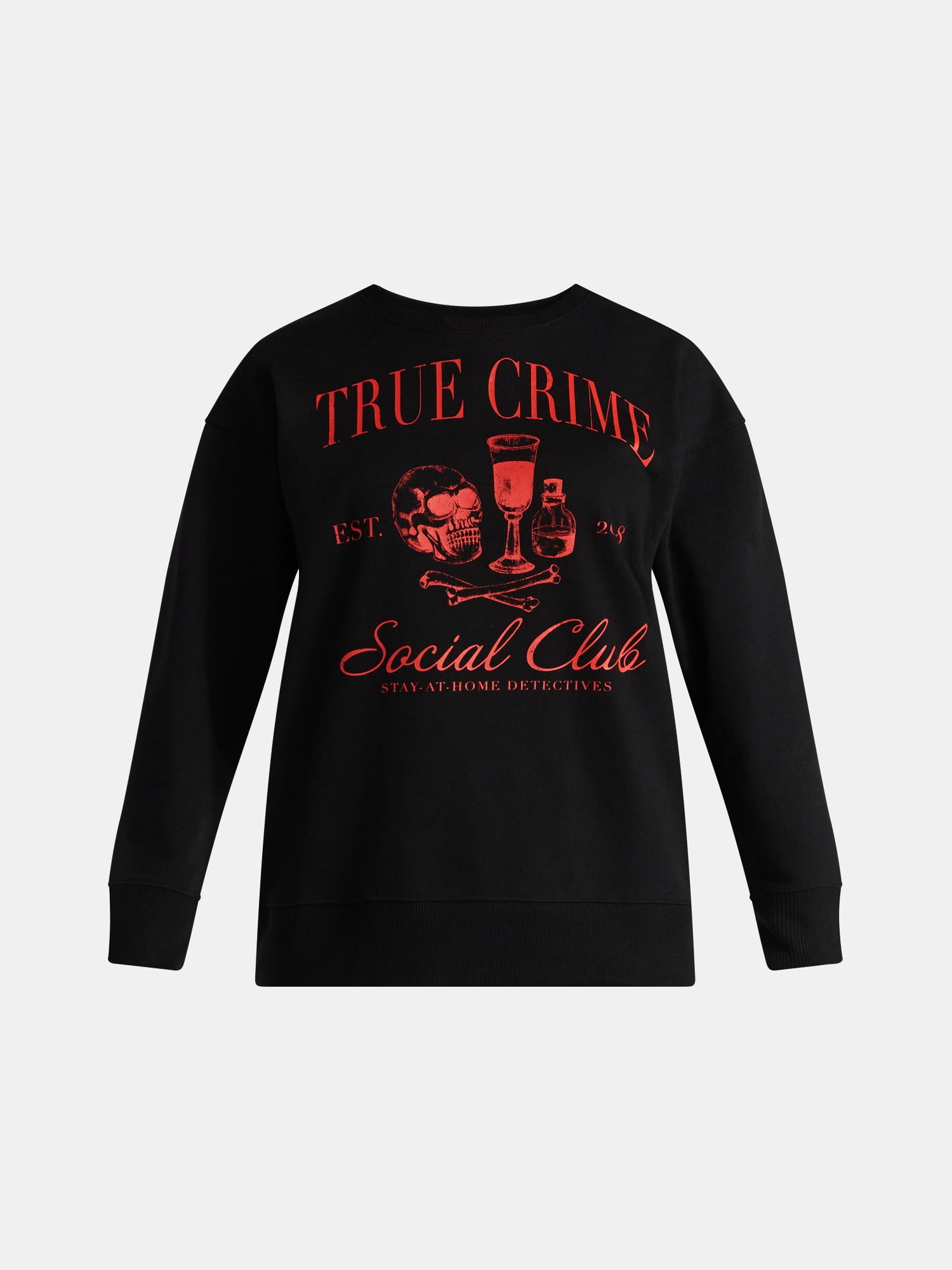Women's Halloween True Crime Club Graphic Fleece Sweatshirt from Way to Celebrate, Sizes S-XXXL