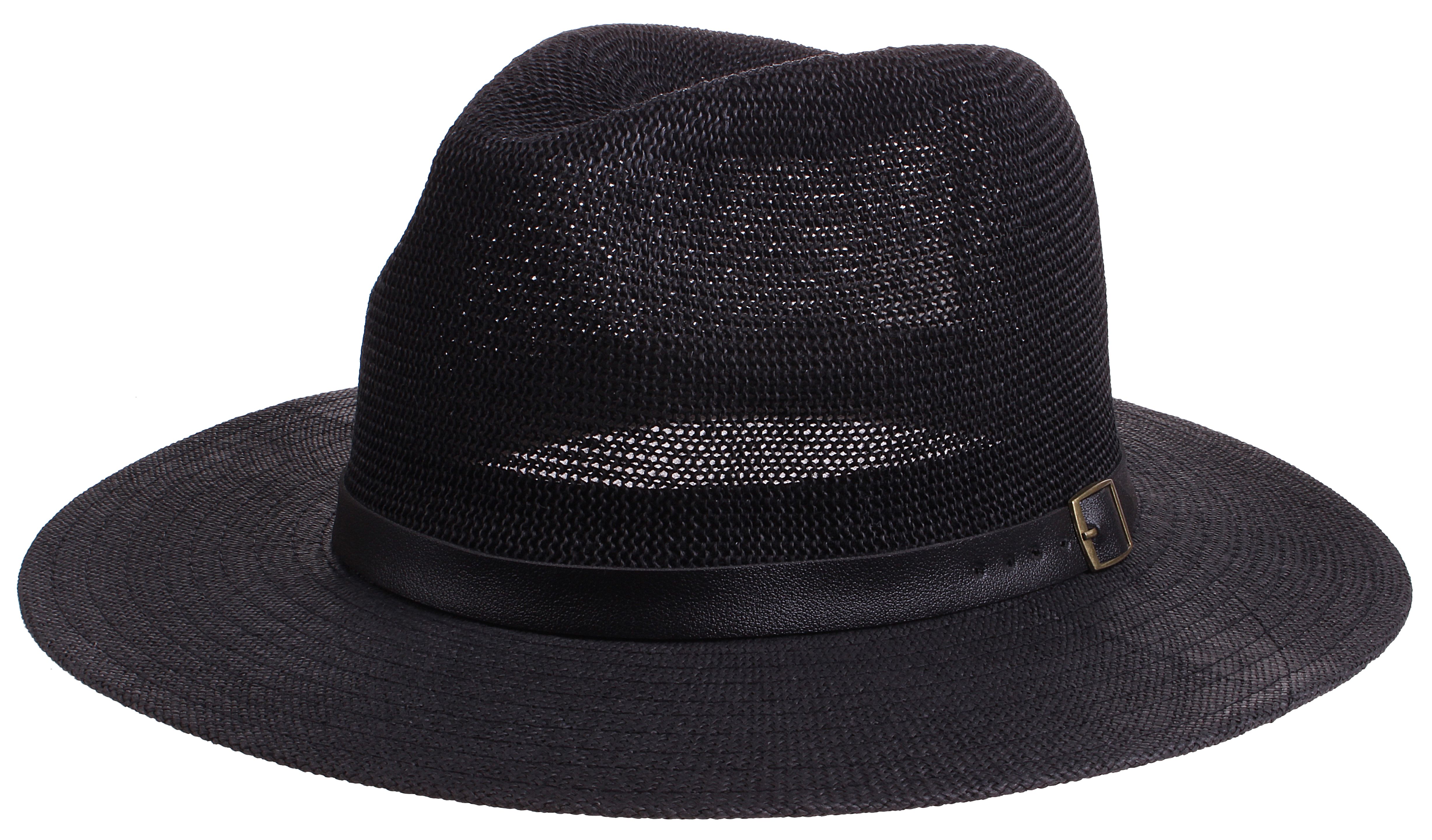 Enimay Enimay Vintage Unisex Fedora Hat Classic Timeless Light Weight Sunhat Buckle Black One