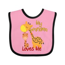 Inktastic My Grandma Loves Me Giraffe Boys or Girls Baby Bib