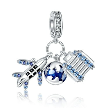 925 Sterling Silver Charm for Bracelets Airplane Planet Travel Pendant Charm Women Bracelet Charm