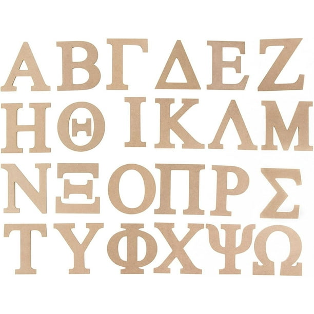 Wooden Greek Letter 24 Pack Unfinished Wood Greek Alphabet Paintable Greek Font For Diy Home College Sorority Fraternity Decoration 6 Inches Tall Walmart Com