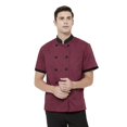 thumbnail image 2 of TOPTIE Short Sleeve Chef Coat Jacket Red Lightweight Button Chef Uniform, 2 of 9